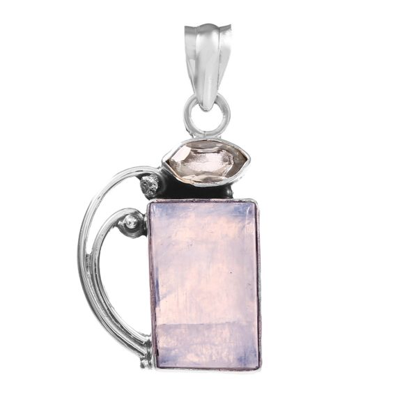 Rainbow Moonstone & Blue Topaz 1.5" 925 Silver Pendant (RS9-189)