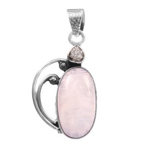 Rainbow Moonstone & Blue Topaz 1.5" 925 Silver Pendant (RS9-190)