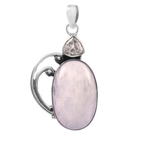 Rainbow Moonstone & Blue Topaz 1.75" 925 Silver Pendant (RS9-191)