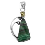 Malachite & Peridot 1.5" 925 Silver Pendant (RS9-208)