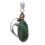 Malachite & Peridot 1.5" 925 Silver Pendant (RS9-209)