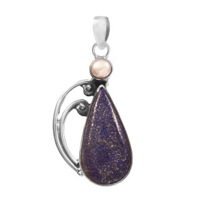 Lapis Lazuli & Pearl 1.5" 925 Silver Pendant (RS9-213)