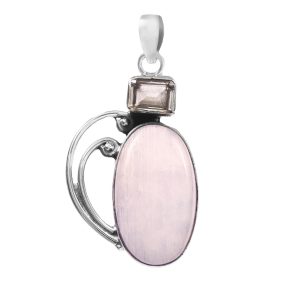 Rainbow Moonstone & Blue Topaz 1.5" 925 Silver Pendant (RS9-193)