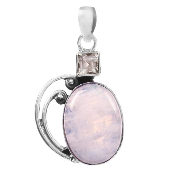 Rainbow Moonstone & Blue Topaz 1.5" 925 Silver Pendant (RS9-192)