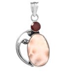 Natrolite (Pink Larimar) & Garnet 1.5" 925 Silver Pendant (RS9-215)