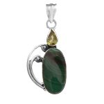 Malachite & Peridot 1.5" 925 Silver Pendant (RS9-210)