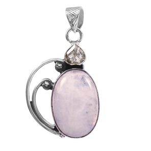 Rainbow Moonstone & Blue Topaz 1.5" 925 Silver Pendant (RS9-195)