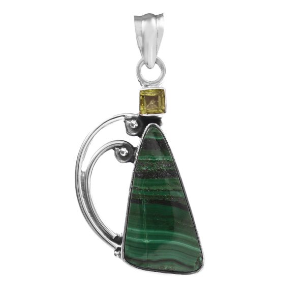 Malachite & Peridot 1.5" 925 Silver Pendant (RS9-211)