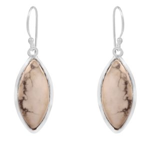 Howlite 1.5" 925 Sterling Silver Earring (RS29-95)