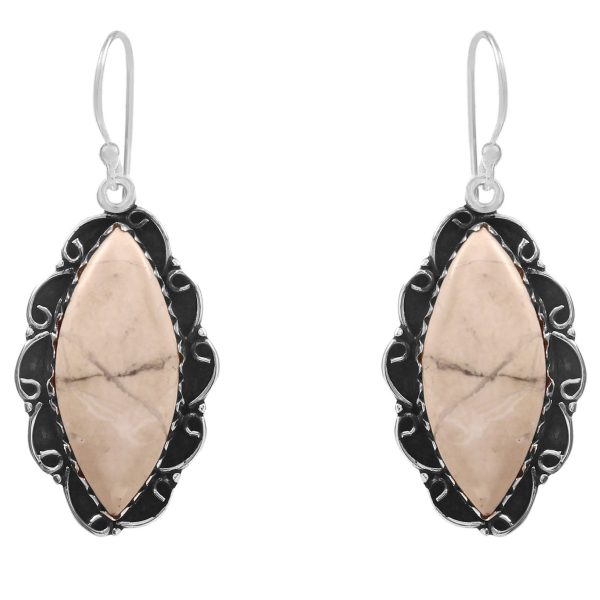 Howlite 1.5" 925 Sterling Silver Earring (RS29-92)
