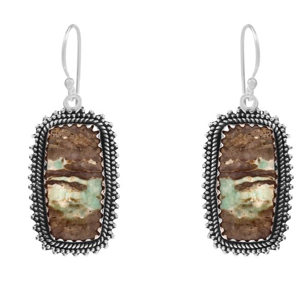 Ribbon Variscite 1.5" 925 Sterling Silver Earring (RS29-75)