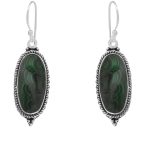 Malachite 1.5" 925 Sterling Silver Earring (RS29-10)