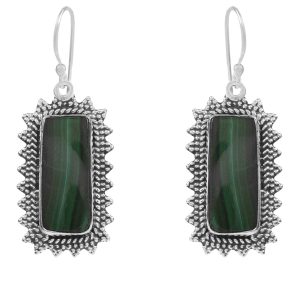 Malachite 1.75" 925 Sterling Silver Earring (RS29-12)