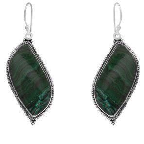 Malachite 2" 925 Sterling Silver Earring (RS29-13)