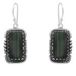 Malachite 1.5" 925 Sterling Silver Earring (RS29-15)