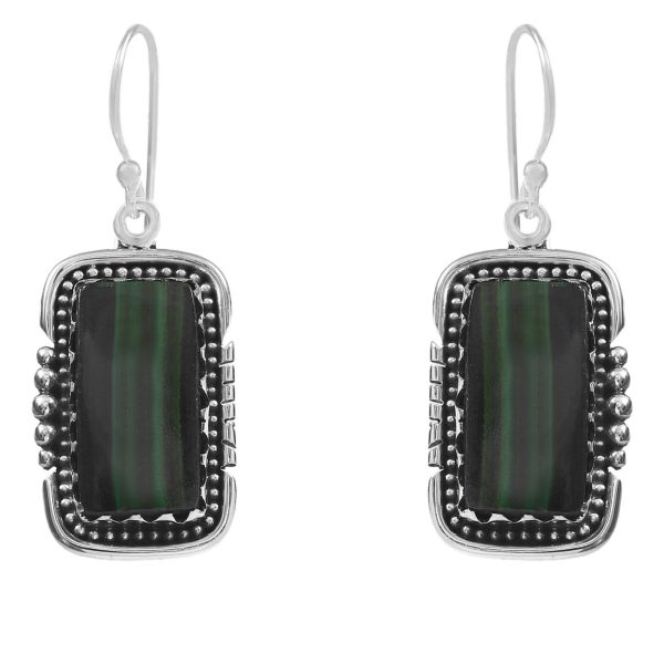 Malachite 1.5" 925 Sterling Silver Earring (RS29-15)