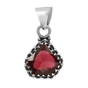 Garnet Rose Cut 1â€³ 925 Sterling Silver Pendant (REXT11-7)