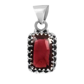 Garnet Rose Cut 1â€³ 925 Sterling Silver Pendant (REXT11-9)