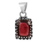 Garnet Rose Cut 1â€³ 925 Sterling Silver Pendant (REXT11-14)