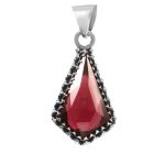 Garnet Rose Cut 1.25â€³ 925 Sterling Silver Pendant (REXT11-20)