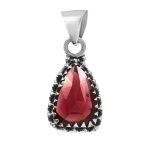 Garnet Rose Cut 1â€³ 925 Sterling Silver Pendant (REXT11-26)