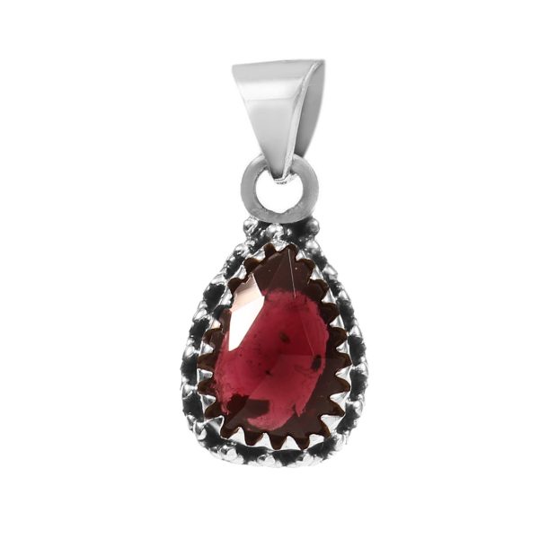 Garnet Rose Cut 1â€³ 925 Sterling Silver Pendant (REXT11-29)