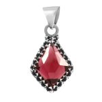 Garnet Rose Cut 1â€³ 925 Sterling Silver Pendant (REXT11-34)
