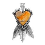 Bumble Bee Jasper Southwest Heart 925 Sterling Silver Pendant (RS29-163)