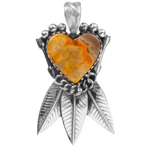 Bumble Bee Jasper Southwest Heart 925 Sterling Silver Pendant (RS29-164)