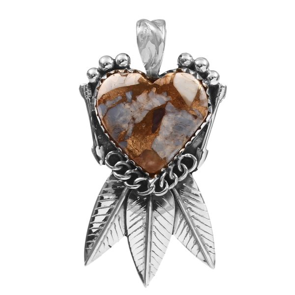 Blue Opal Infused Pink Opal Southwest Heart 925 Sterling Silver Pendant (RS29-176)