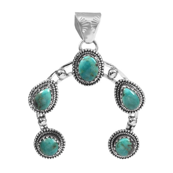 Mohave Turquoise Navajo Naja 925 Silver Pendant (RS10-155)