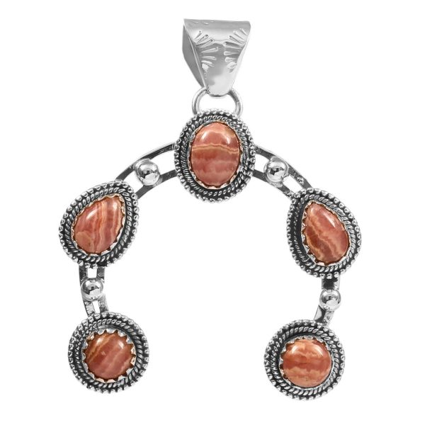Pink Rhodochrosite Navajo Naja 925 Silver Pendant (RS10-151)