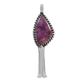 Charoite Squash Blossom 1.75" 925 Sterling Silver Pendant (REXT11-39)