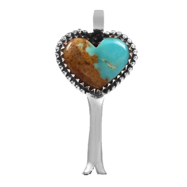 Kingman Turquoise Squash Blossom 1.3" 925 Sterling Silver Pendant (REXT11-74)