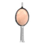 Pink Australian Opal Squash Blossom 2" 925 Sterling Silver Pendant (REXT11-47)