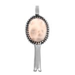 Natrolite (Pink Larimar) Squash Blossom 1.75" 925 Sterling Silver Pendant (REXT11-56)