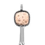 Natrolite (Pink Larimar) Squash Blossom 1.5" 925 Sterling Silver Pendant (REXT11-57)
