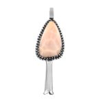 Natrolite (Pink Larimar) Squash Blossom 2" 925 Sterling Silver Pendant (REXT11-58)