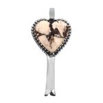 White Buffalo Turquoise Squash Blossom 1.75" 925 Sterling Silver Pendant (REXT11-53)