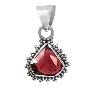 Garnet Rose Cut 1â€³ 925 Sterling Silver Pendant (RS29-185)