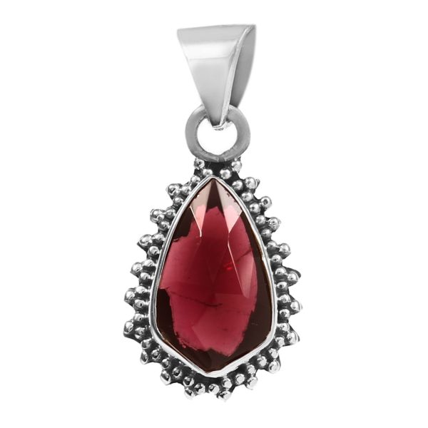 Garnet Rose Cut 1â€³ 925 Sterling Silver Pendant (RS29-188)