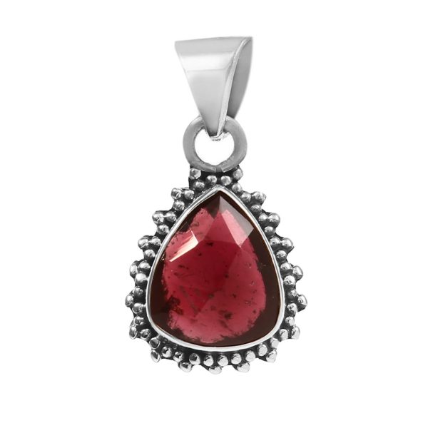 Garnet Rose Cut 1â€³ 925 Sterling Silver Pendant (RS29-189)