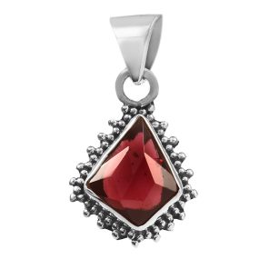 Garnet Rose Cut 1â€³ 925 Sterling Silver Pendant (RS29-191)