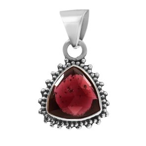 Garnet Rose Cut 1â€³ 925 Sterling Silver Pendant (RS29-194)