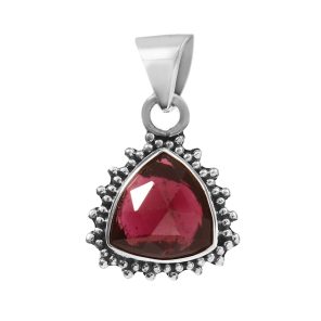 Garnet Rose Cut 1â€³ 925 Sterling Silver Pendant (RS29-195)