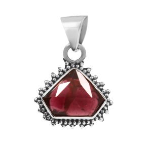 Garnet Rose Cut 1â€³ 925 Sterling Silver Pendant (RS29-201)