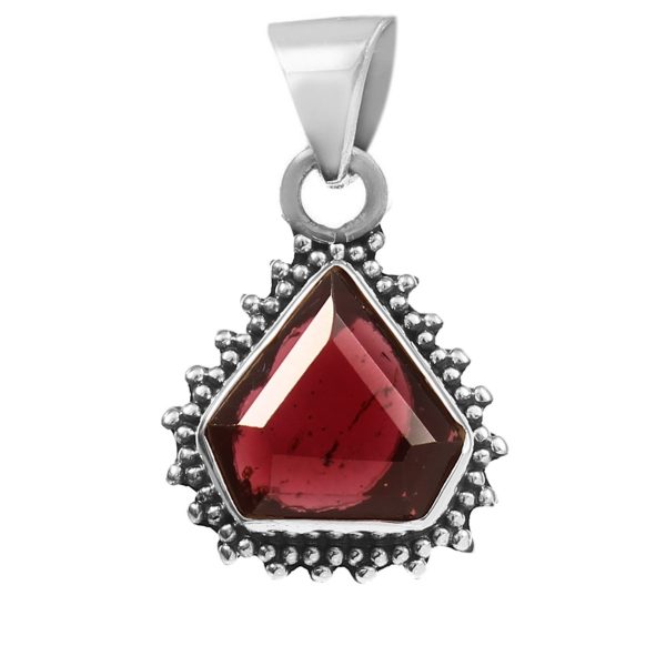 Garnet Rose Cut 1â€³ 925 Sterling Silver Pendant (RS29-204)
