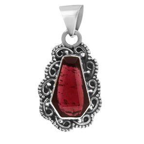Garnet Rose Cut 1.25â€³ 925 Sterling Silver Pendant (RS29-132)
