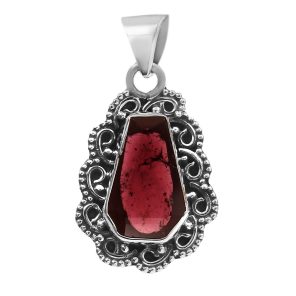Garnet Rose Cut 1.25â€³ 925 Sterling Silver Pendant (RS29-134)