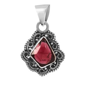 Garnet Rose Cut 1.2â€³ 925 Sterling Silver Pendant (RS29-140)